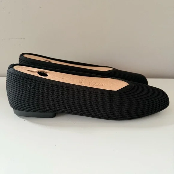 Vivaia Womens Margot 2.0 Square Toe V-Cut Flats Black Knit Size US 11 EU 43 - Picture 3 of 11